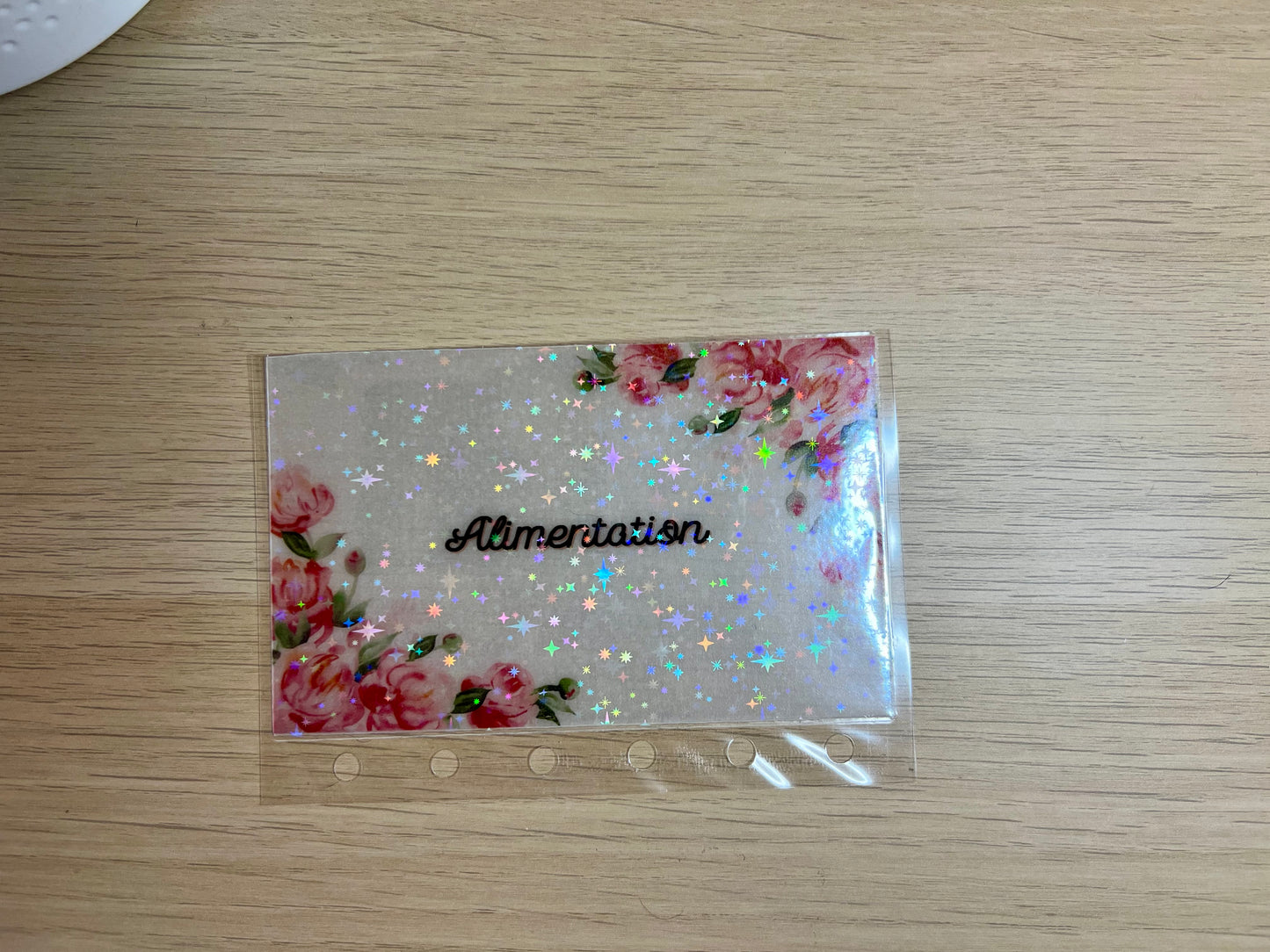 Enveloppes budget calque plastifiées à paillettes et fleurs pour classeur A7