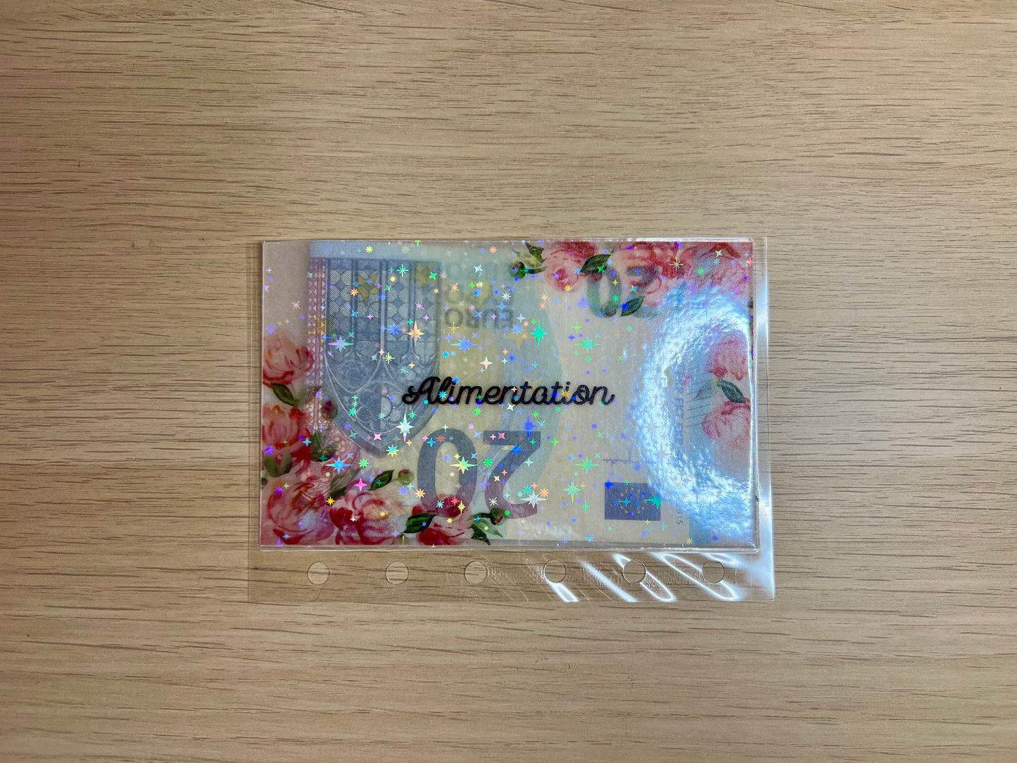 Enveloppes budget calque plastifiées à paillettes et fleurs pour classeur A7
