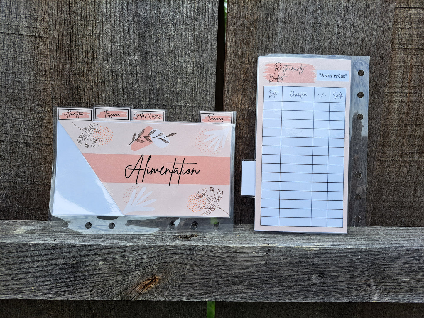 A6 lot 5 enveloppes budget plastifiées personnalisées avec tracker perforées pour classeur A6