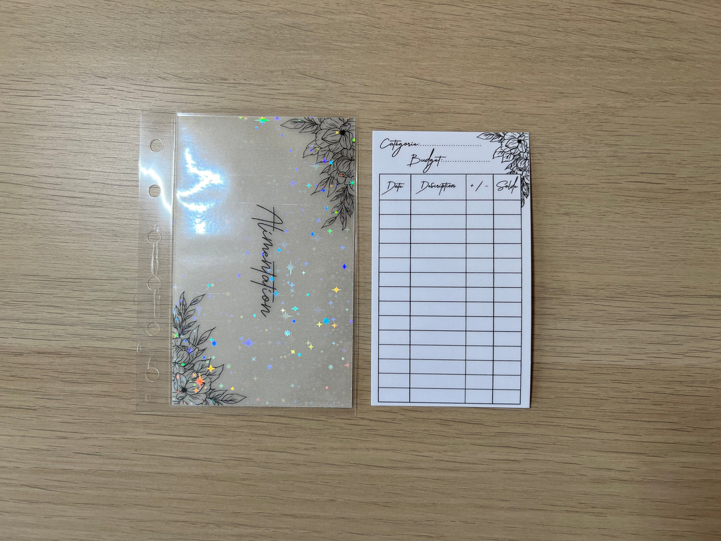 Enveloppes budget calque plastifiées à paillettes pour classeur A7