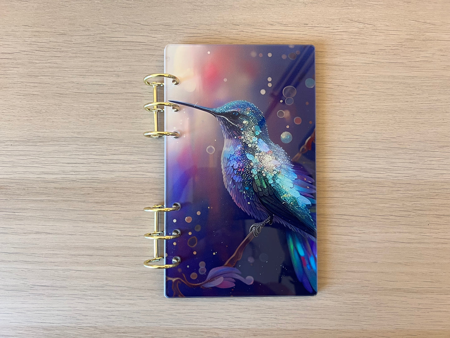 Classeur A6 rigide acrylique colibris