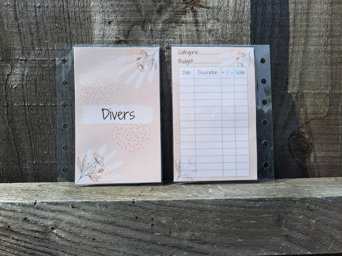 A7 Enveloppes budget plastifiées perforées.