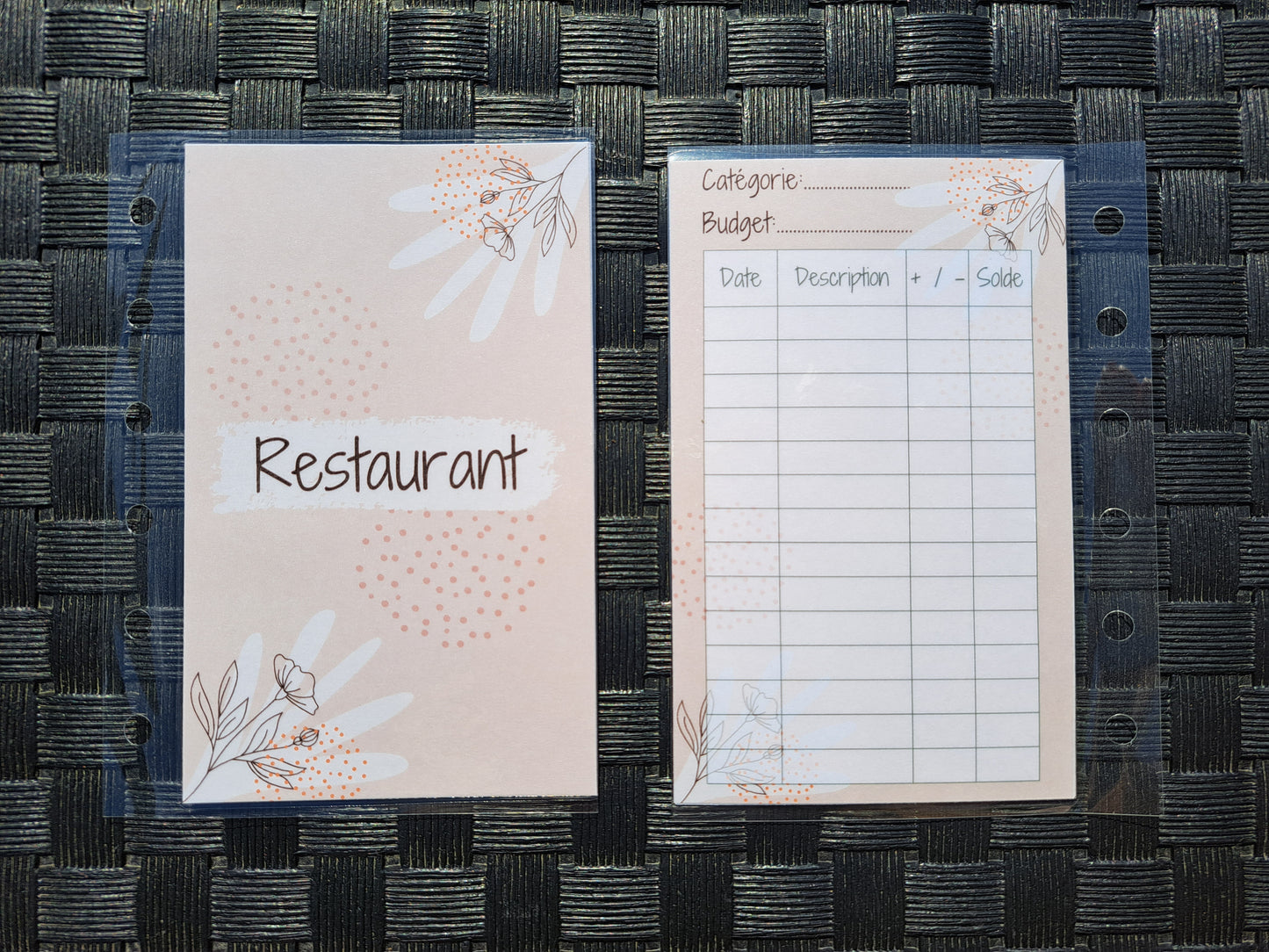 A7 Enveloppes budget plastifiées perforées.