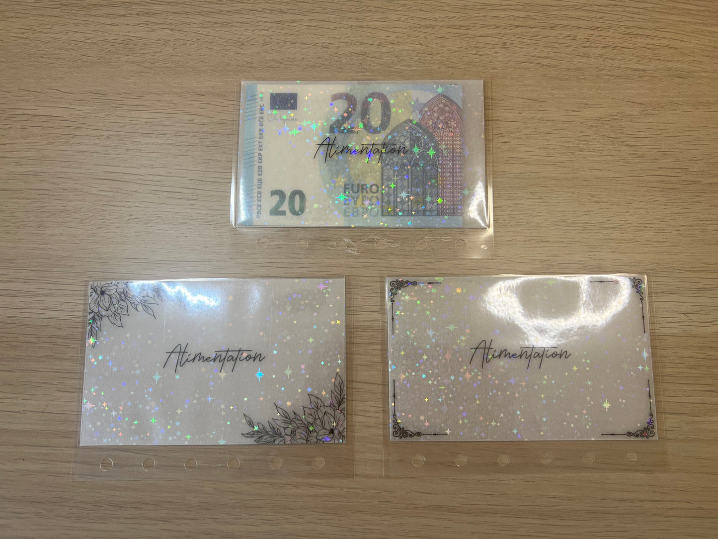 Enveloppes budget calque plastifiées à paillettes pour classeur A7
