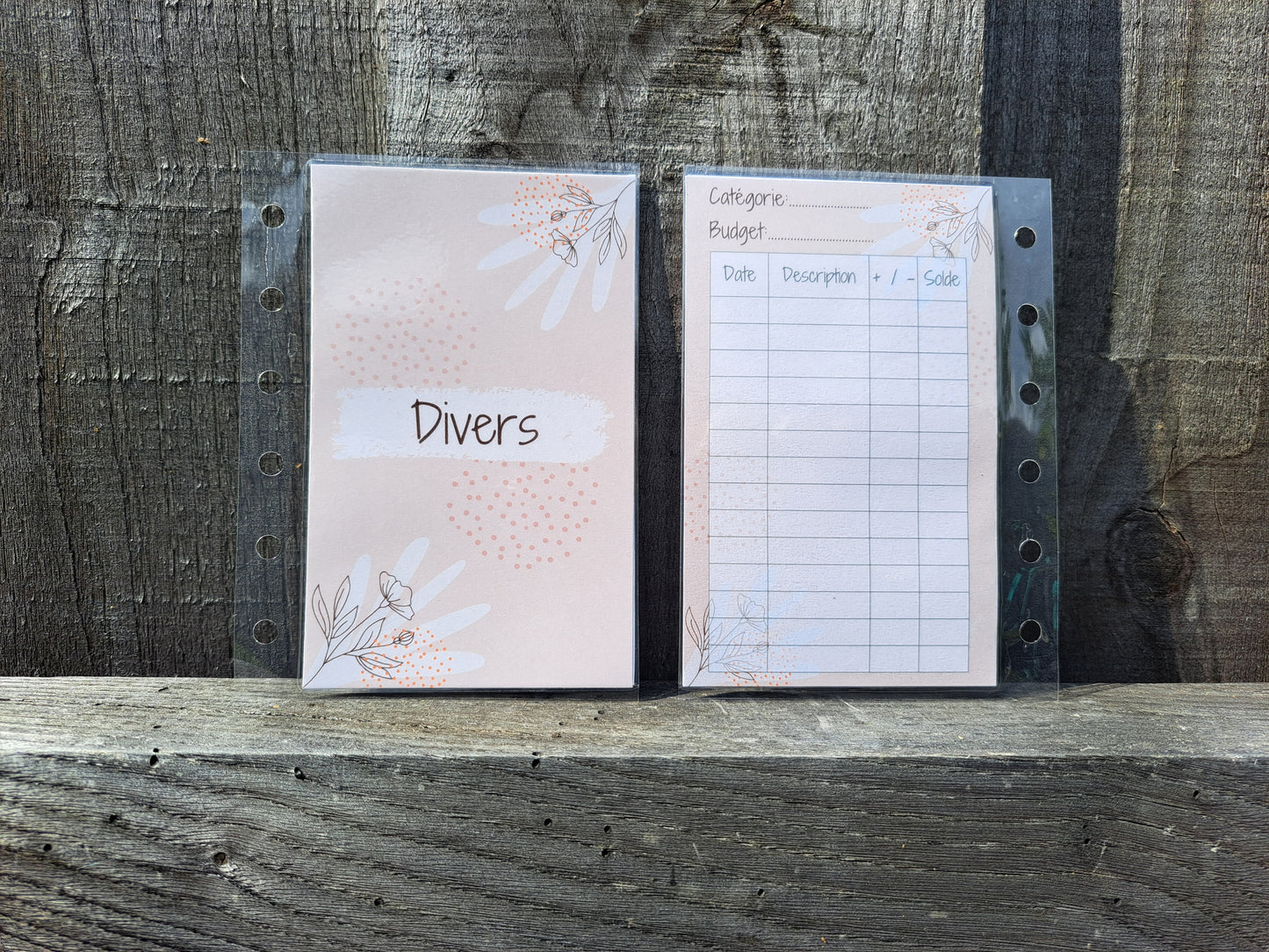 A7 Enveloppes budget plastifiées perforées.