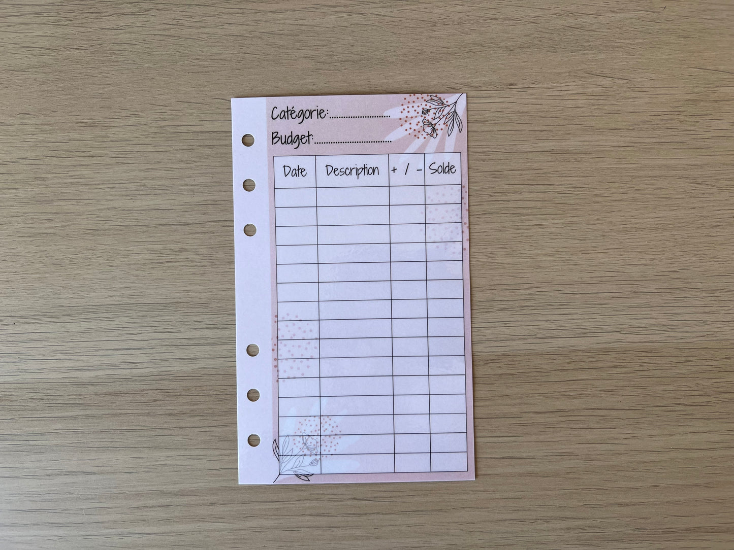 Tracker plastifié perforé A6