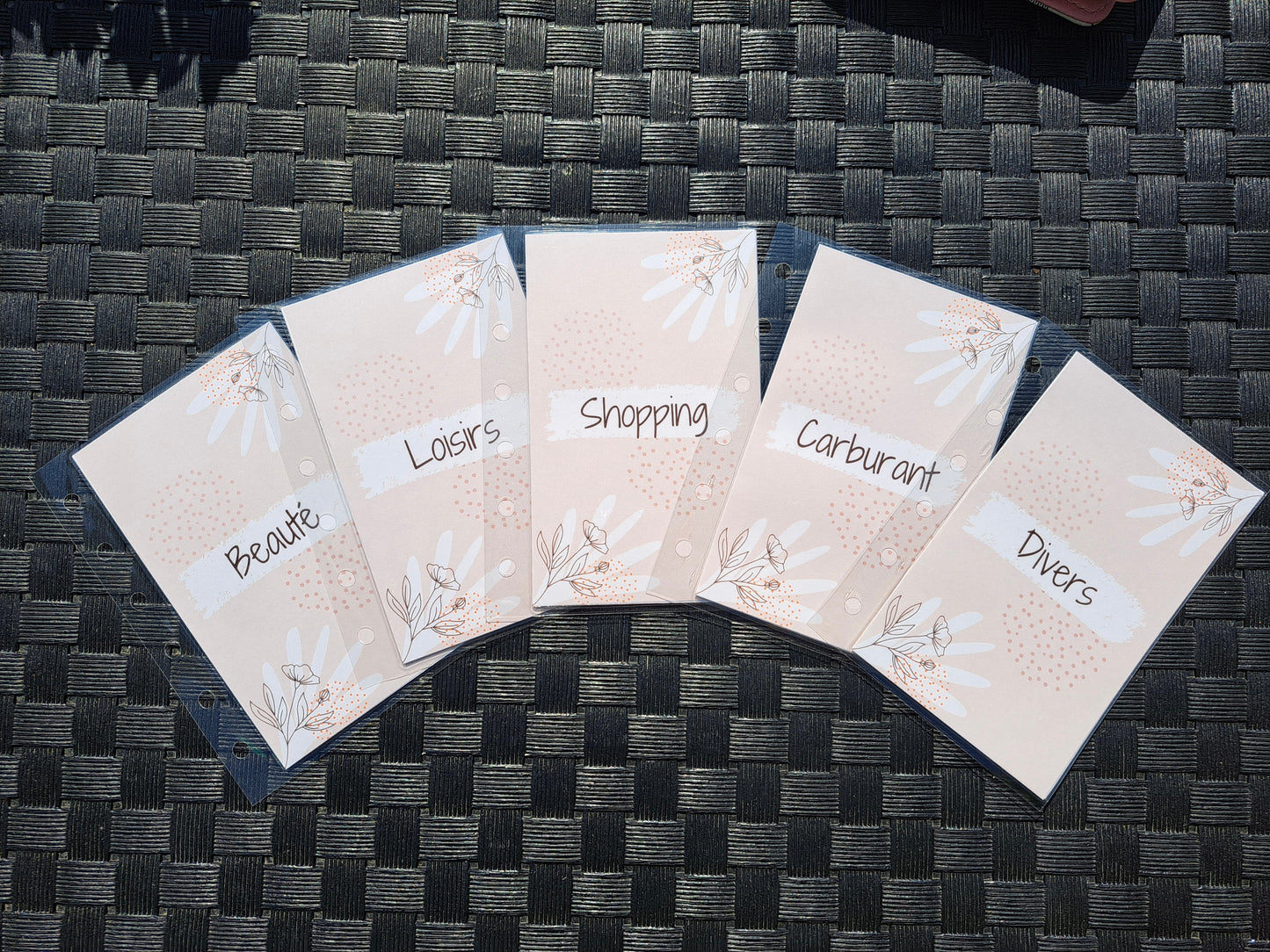 A7 Enveloppes budget plastifiées perforées.