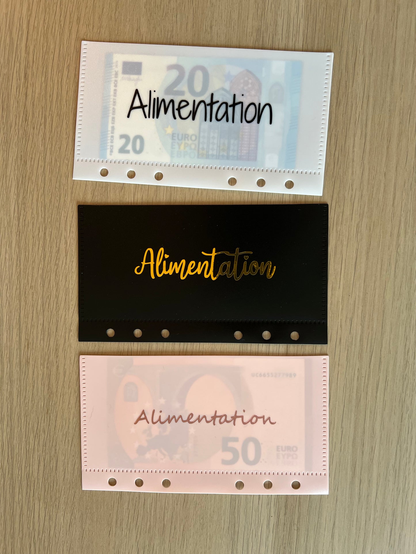 Enveloppes budget personnalisées perforées pour classeur A6