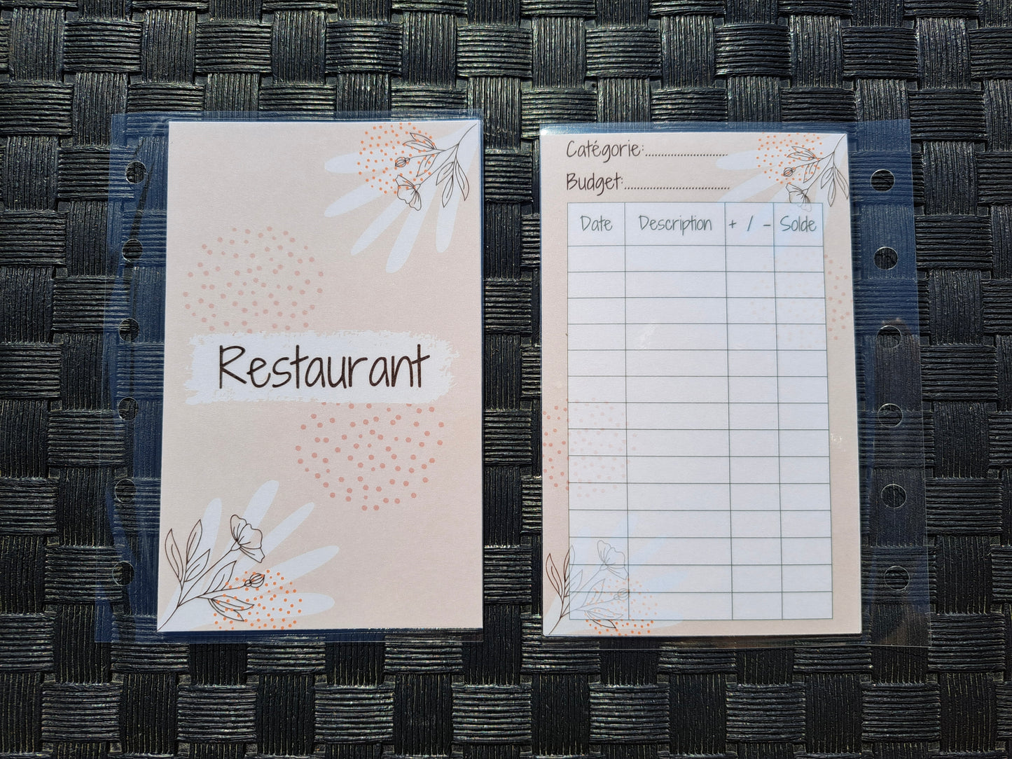 A7 Enveloppes budget plastifiées perforées.