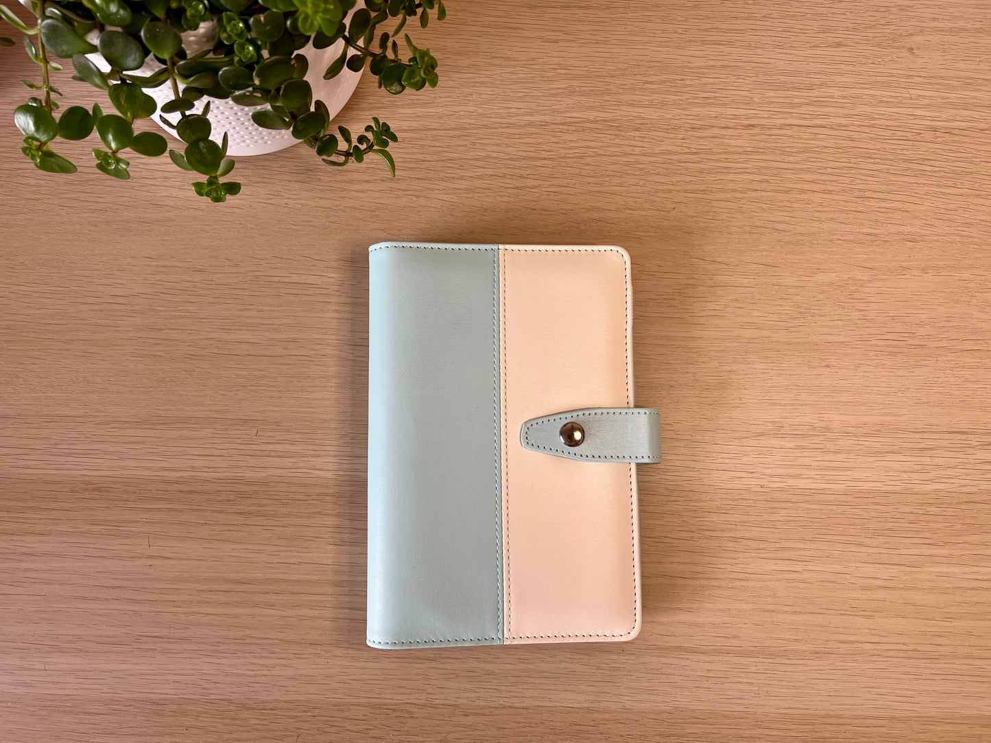 Classeur A6 6 anneaux similicuir bicolore