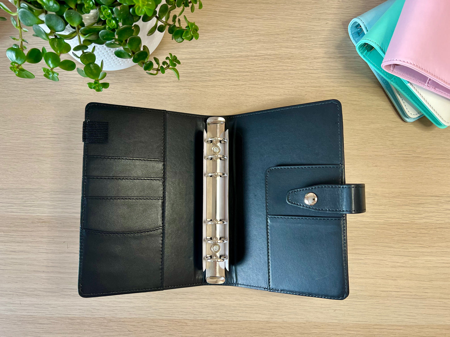 Classeur A6 6 anneaux similicuir bicolore