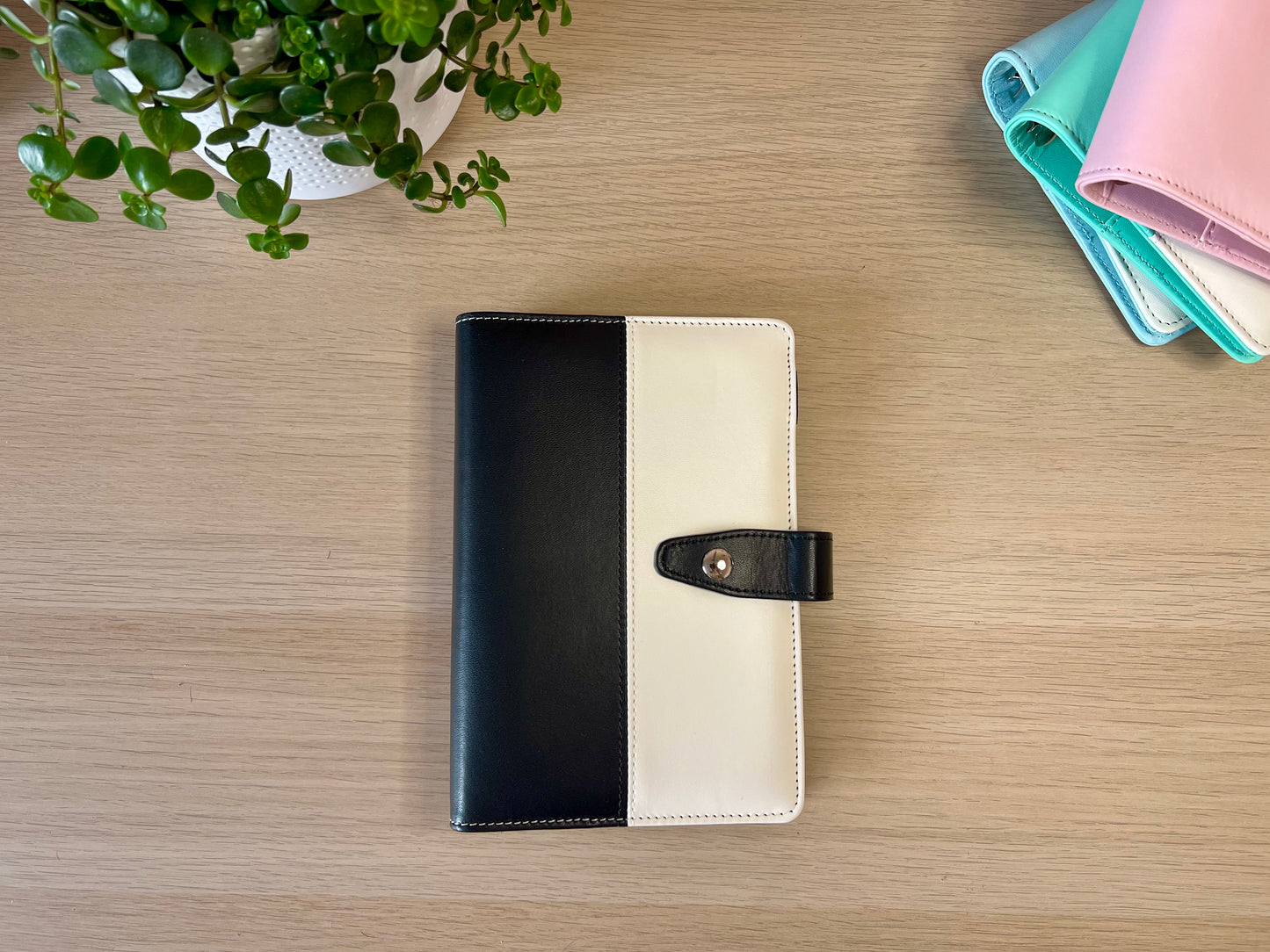 Classeur A6 6 anneaux similicuir bicolore