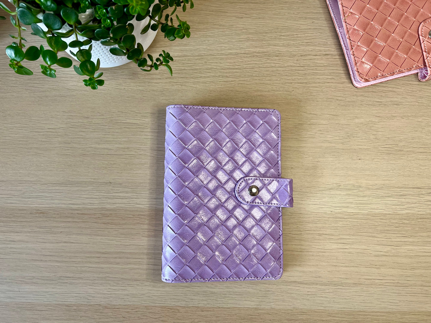 Classeur A6 6 anneaux similicuir tressé