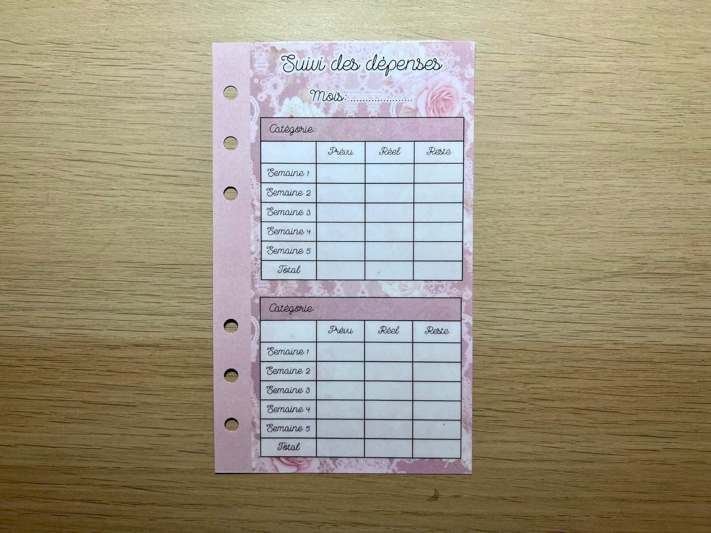 A6 fiche suivi des dépenses, épargnes etc