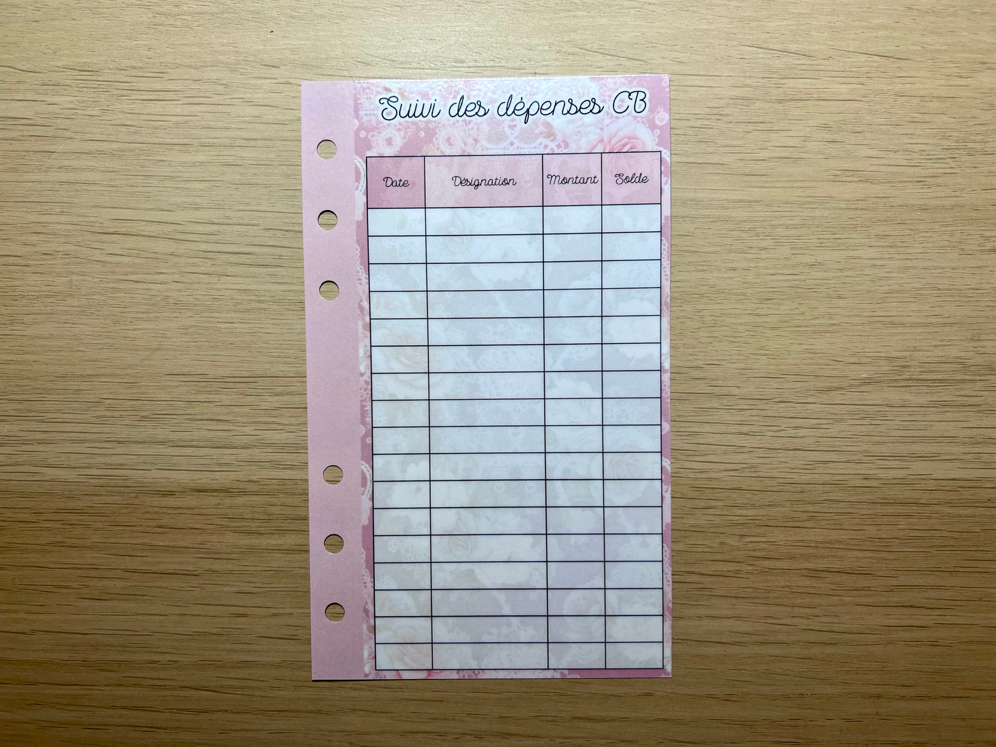 A6 fiche suivi des dépenses, épargnes etc