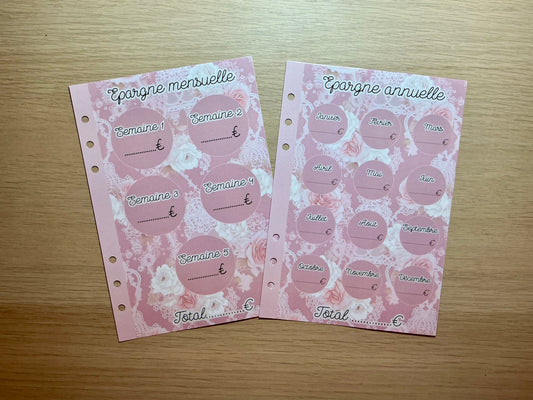 A5 fiches épargnes annuelle ou mensuelle