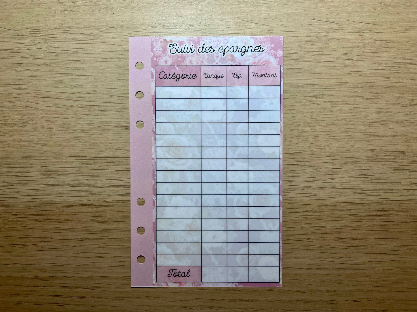 A6 fiche suivi des dépenses, épargnes etc