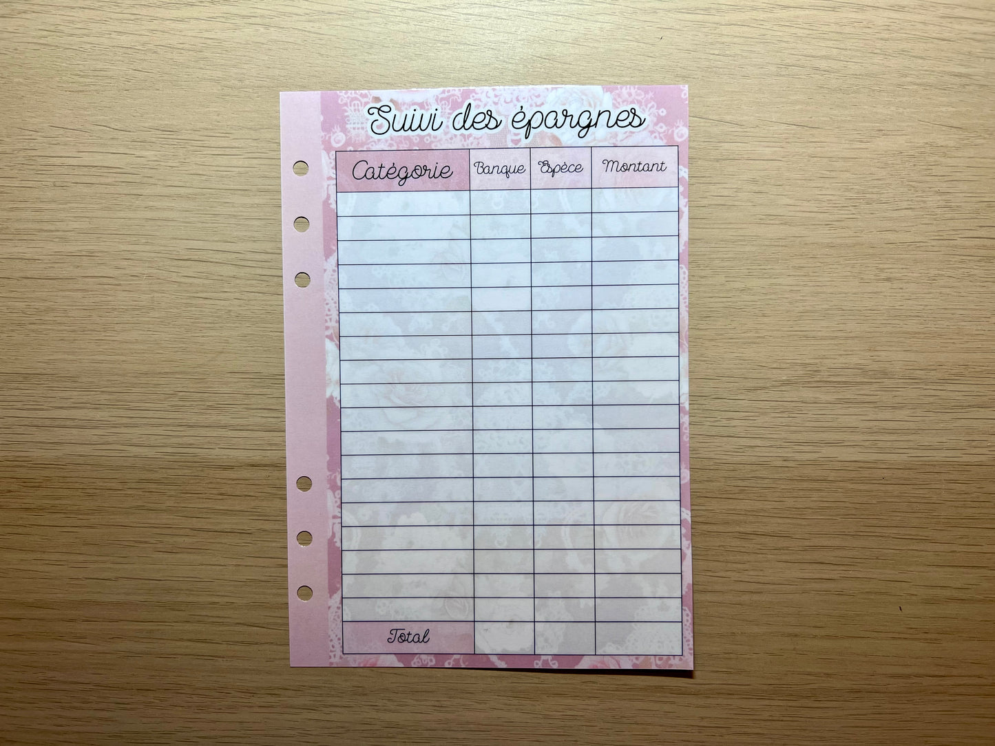 A5 fiche suivi des dépenses, épargnes etc
