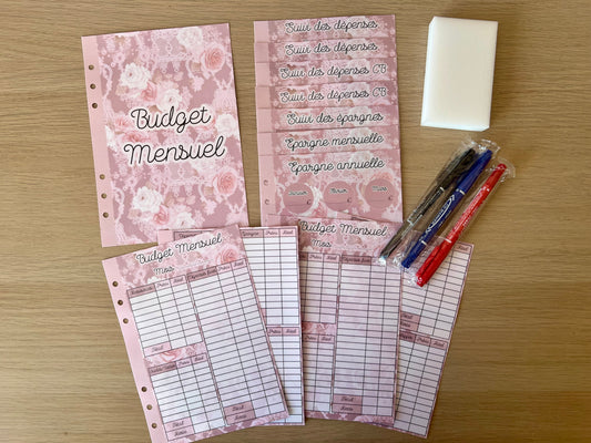 budget planner A5 thème "roses et dentelle"