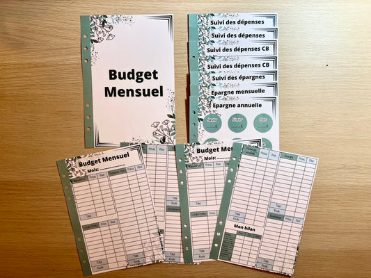budget planner A5 thème vert eucalyptus