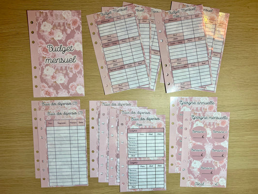 budget planner A6 thème "roses et dentelle"