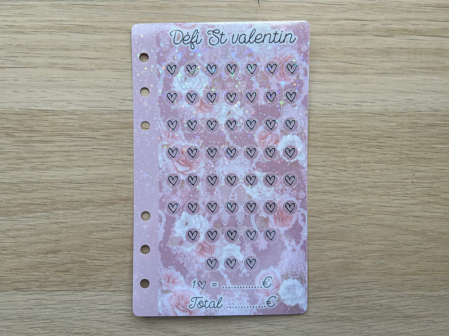 Défis budget A6 pailletés collection "roses et dentelle"