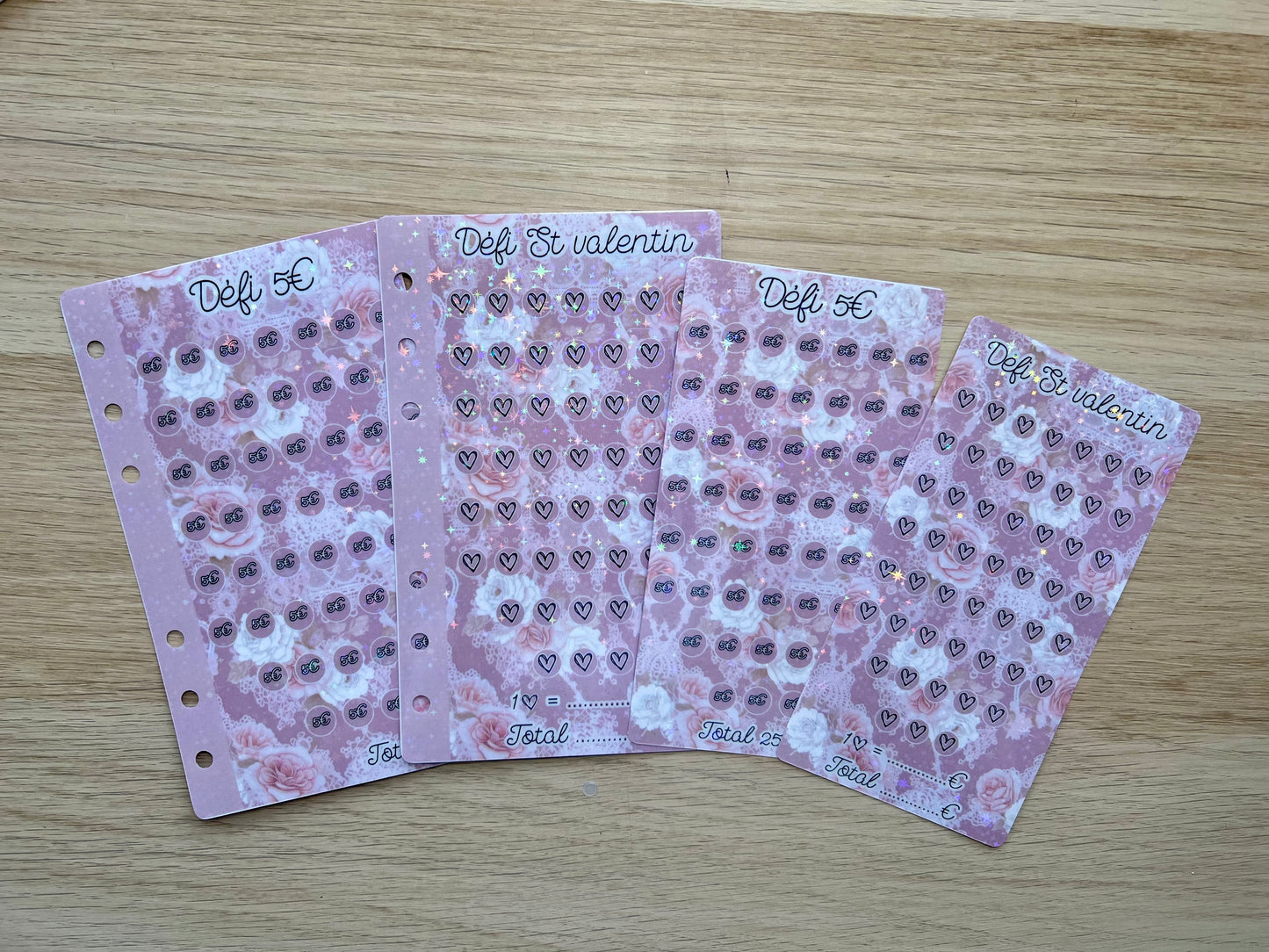 Défis budget A6 pailletés collection "roses et dentelle"