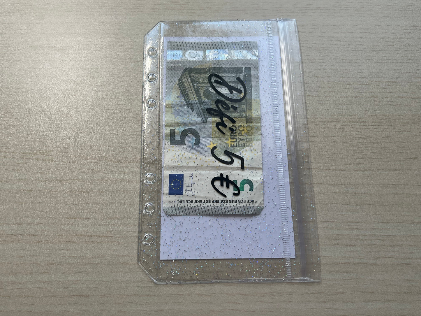 Enveloppe budget pailletée A6 à fermeture sans zip double compartiment
