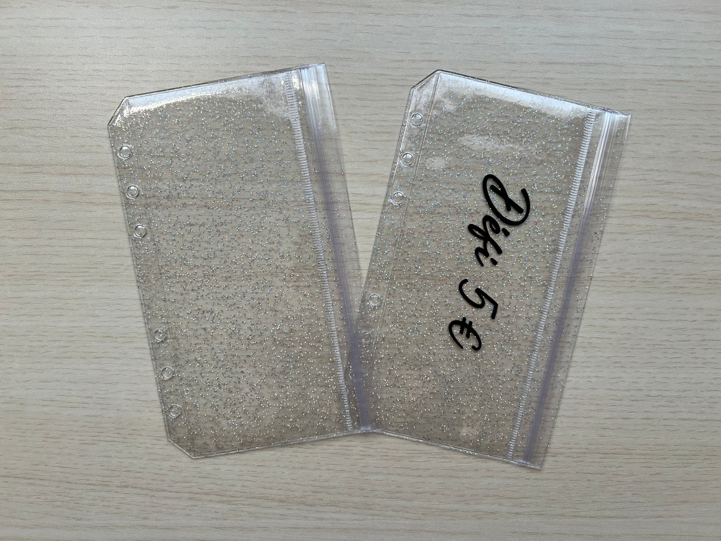 Enveloppe budget pailletée A6 à fermeture sans zip double compartiment