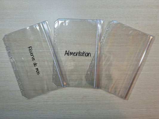 A5 Enveloppe budget double compartiment fermeture sans zip