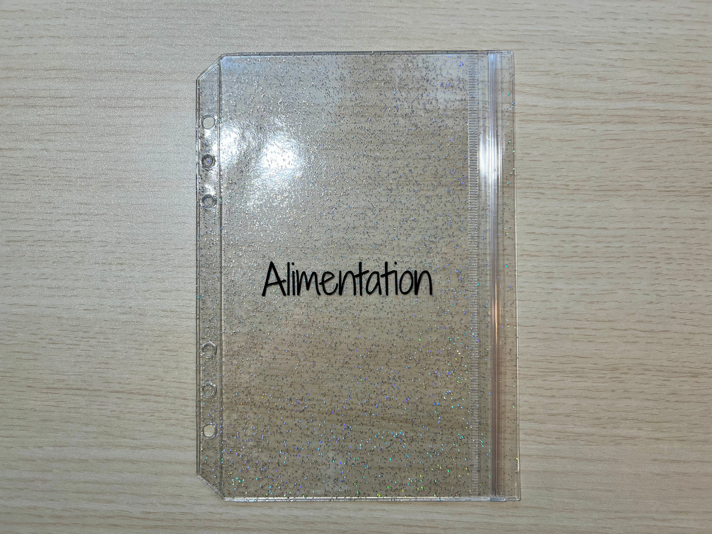 A5 Enveloppe budget pailletée double compartiment fermeture sans zip