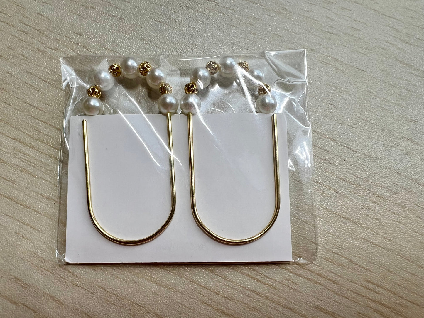 2 trombones perles blanches et or