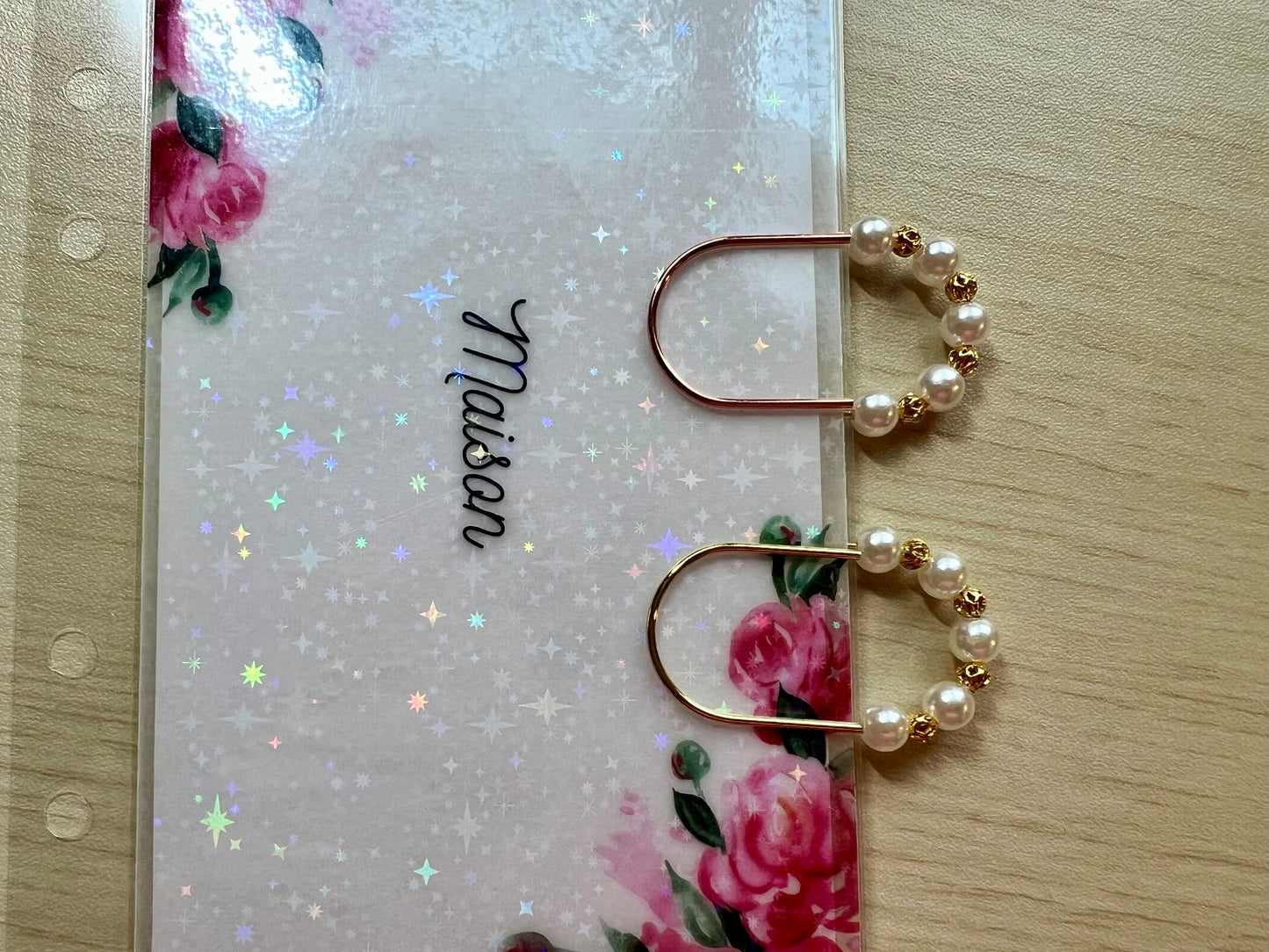 2 trombones perles blanches et or