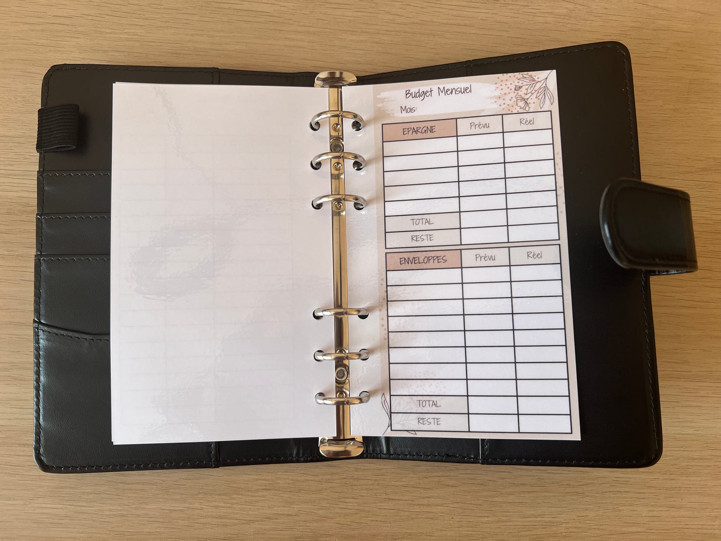 A6 3 fiches suivi budget mensuel plastifiées perforées
