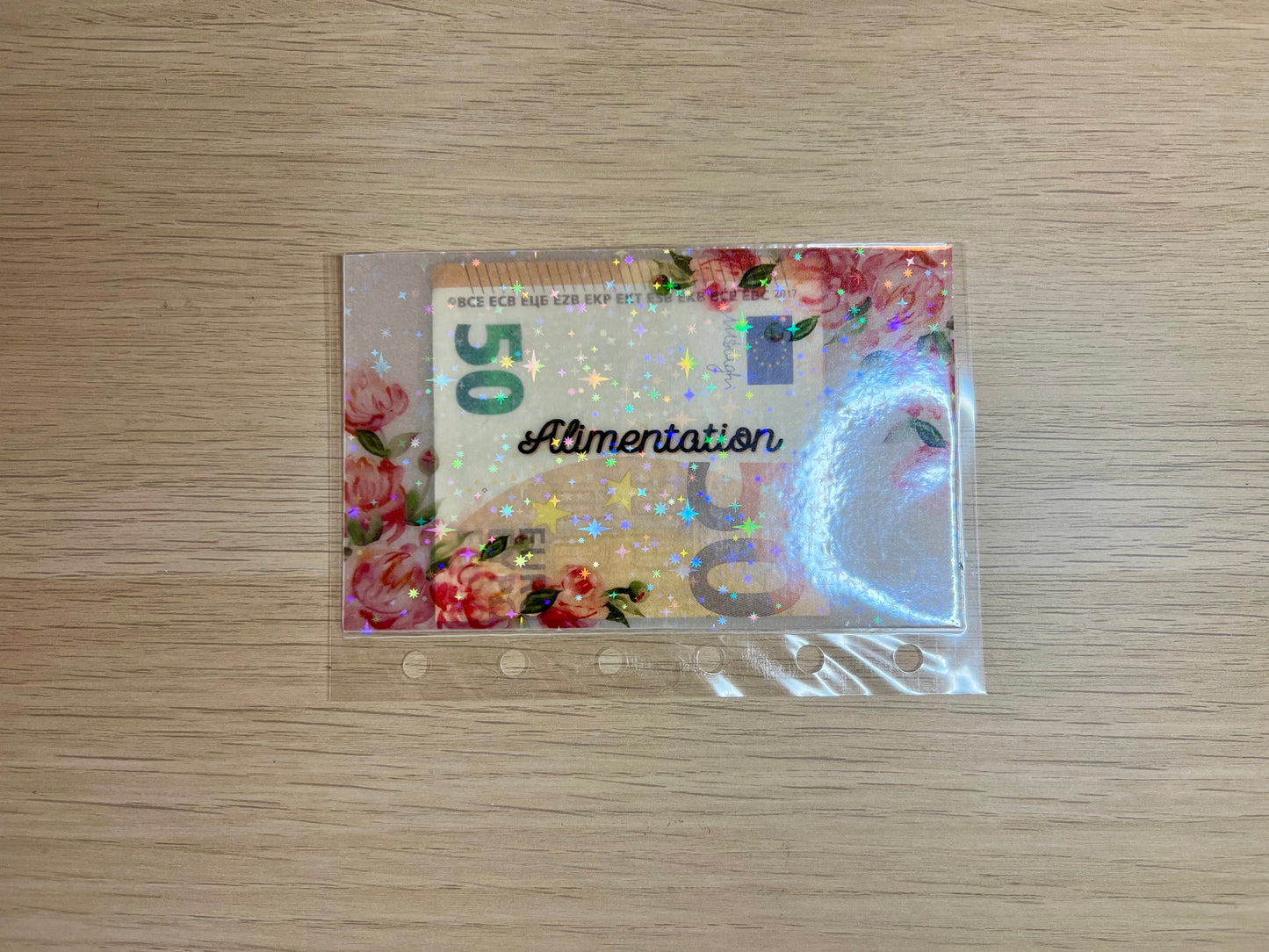 Enveloppes budget calque plastifiées à paillettes et fleurs pour classeur A7