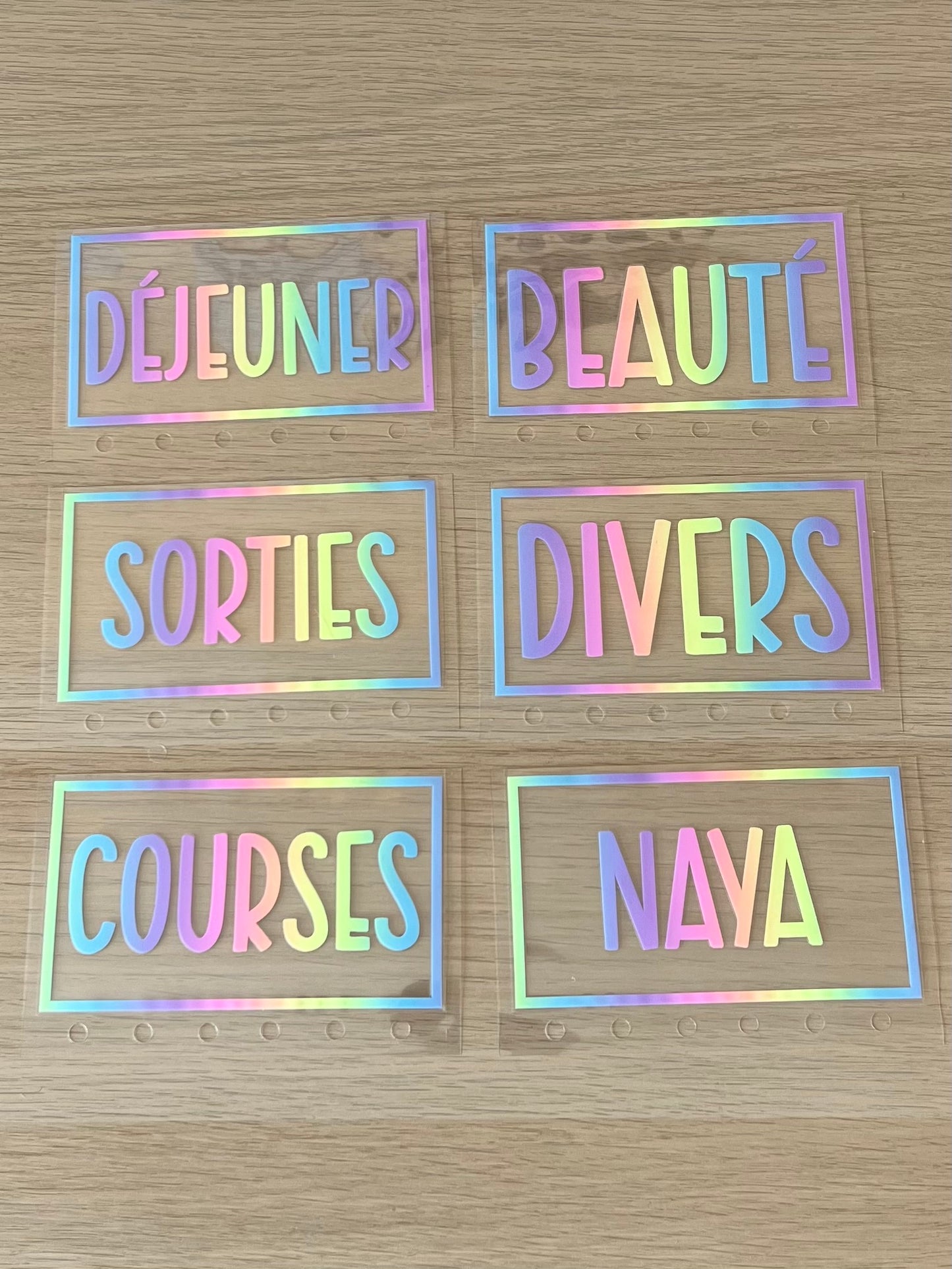 A7 Enveloppes budget personnalisées arc en ciel